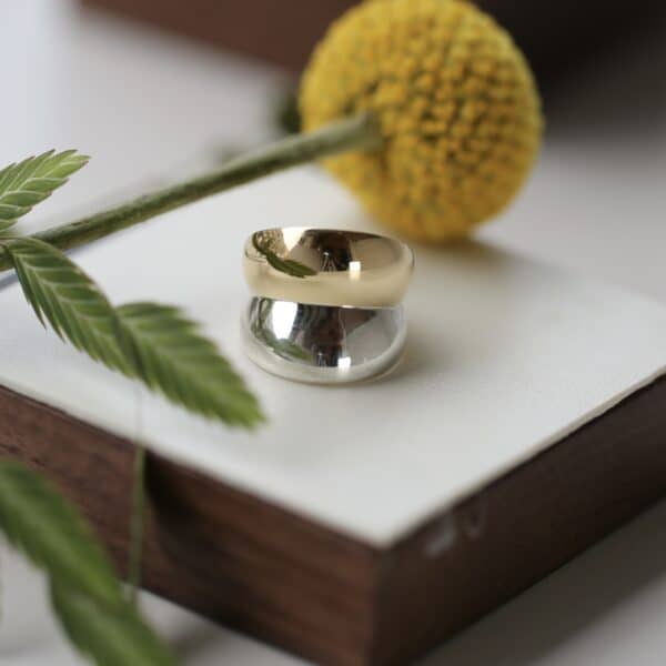 Georg Jensen Curve ring 18 karat guld + sølv