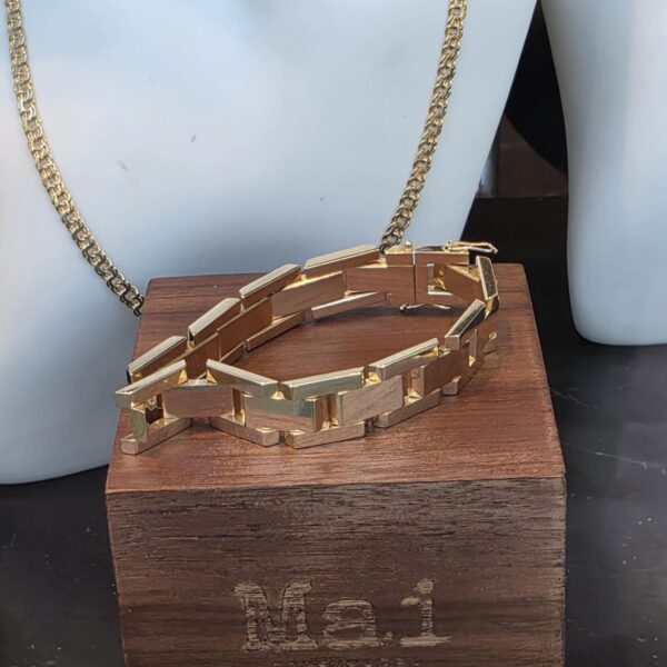 Blok armbånd i 14 karat guld (18cm)