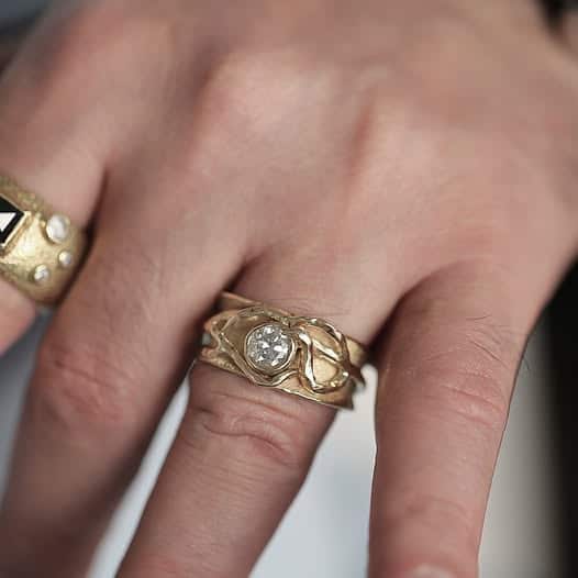 Herrering i 14 karat guld (diamant 1 ct.)